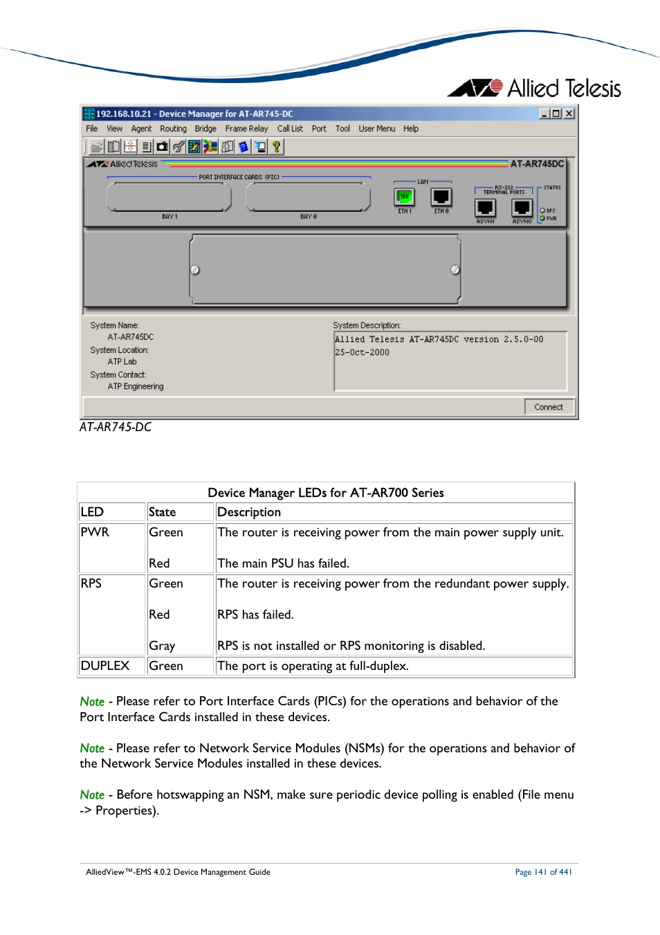 Allied Telesis AlliedView-EMS 4.0.2 Device-Manager User Manual | Page 141 / 441