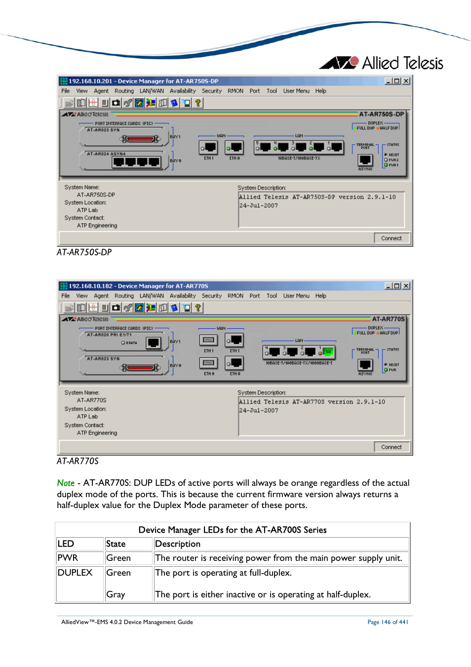 Allied Telesis AlliedView-EMS 4.0.2 Device-Manager User Manual | Page 146 / 441
