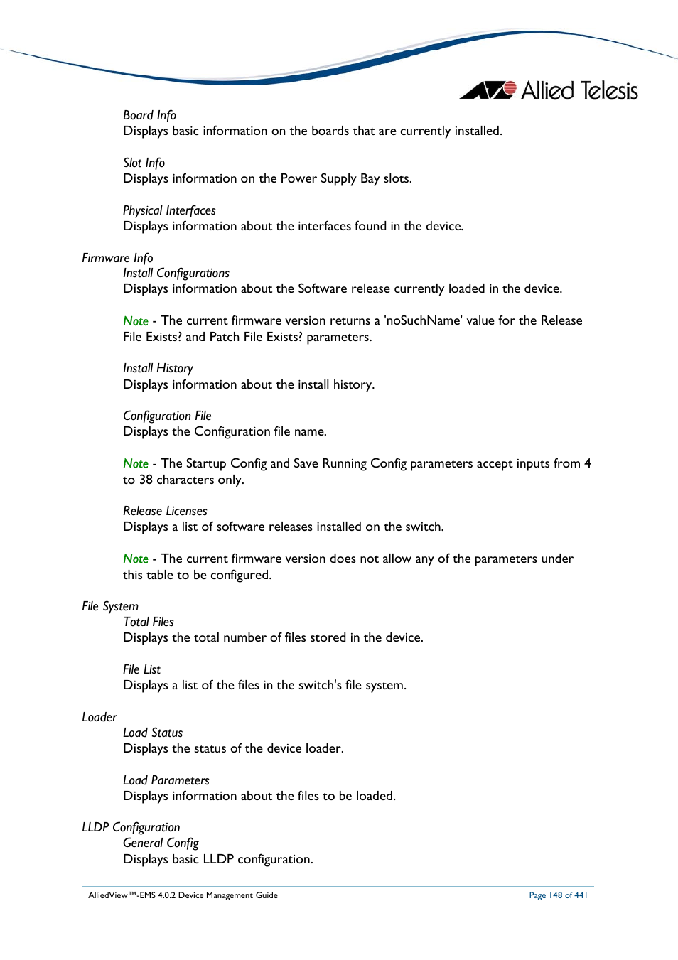 Allied Telesis AlliedView-EMS 4.0.2 Device-Manager User Manual | Page 148 / 441