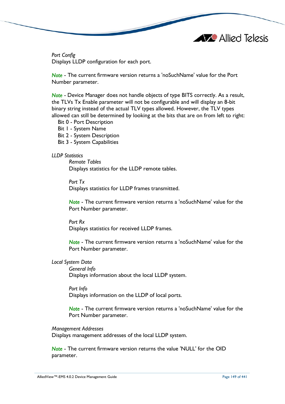Allied Telesis AlliedView-EMS 4.0.2 Device-Manager User Manual | Page 149 / 441