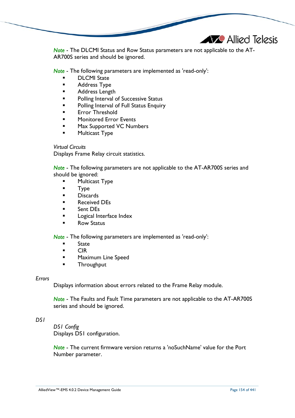 Allied Telesis AlliedView-EMS 4.0.2 Device-Manager User Manual | Page 154 / 441