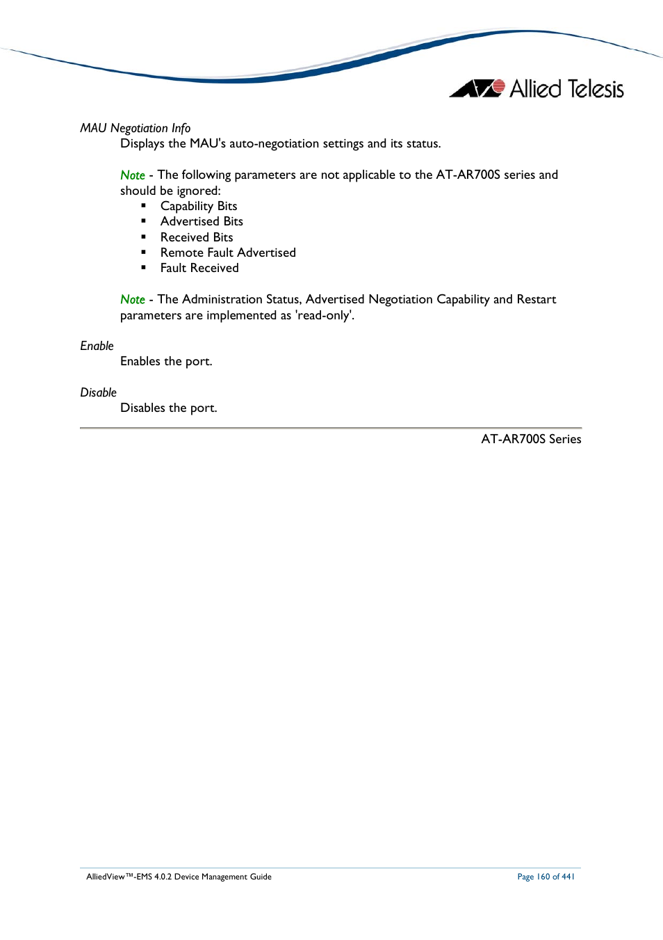 Allied Telesis AlliedView-EMS 4.0.2 Device-Manager User Manual | Page 160 / 441