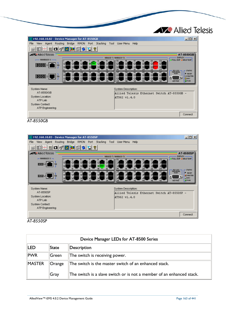Allied Telesis AlliedView-EMS 4.0.2 Device-Manager User Manual | Page 163 / 441
