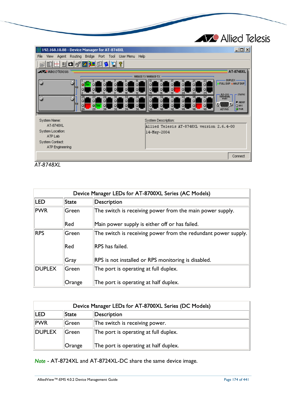 Allied Telesis AlliedView-EMS 4.0.2 Device-Manager User Manual | Page 174 / 441