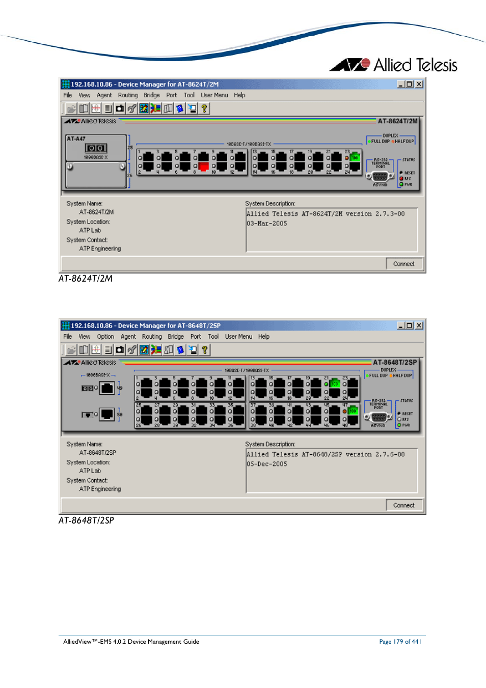 Allied Telesis AlliedView-EMS 4.0.2 Device-Manager User Manual | Page 179 / 441