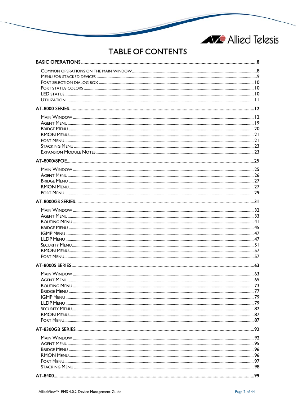 Allied Telesis AlliedView-EMS 4.0.2 Device-Manager User Manual | Page 2 / 441