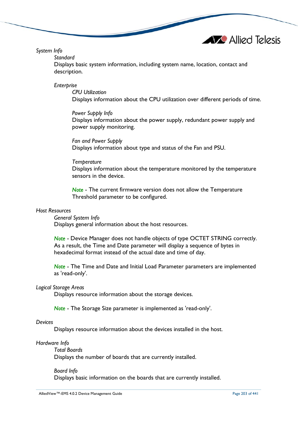 Allied Telesis AlliedView-EMS 4.0.2 Device-Manager User Manual | Page 203 / 441