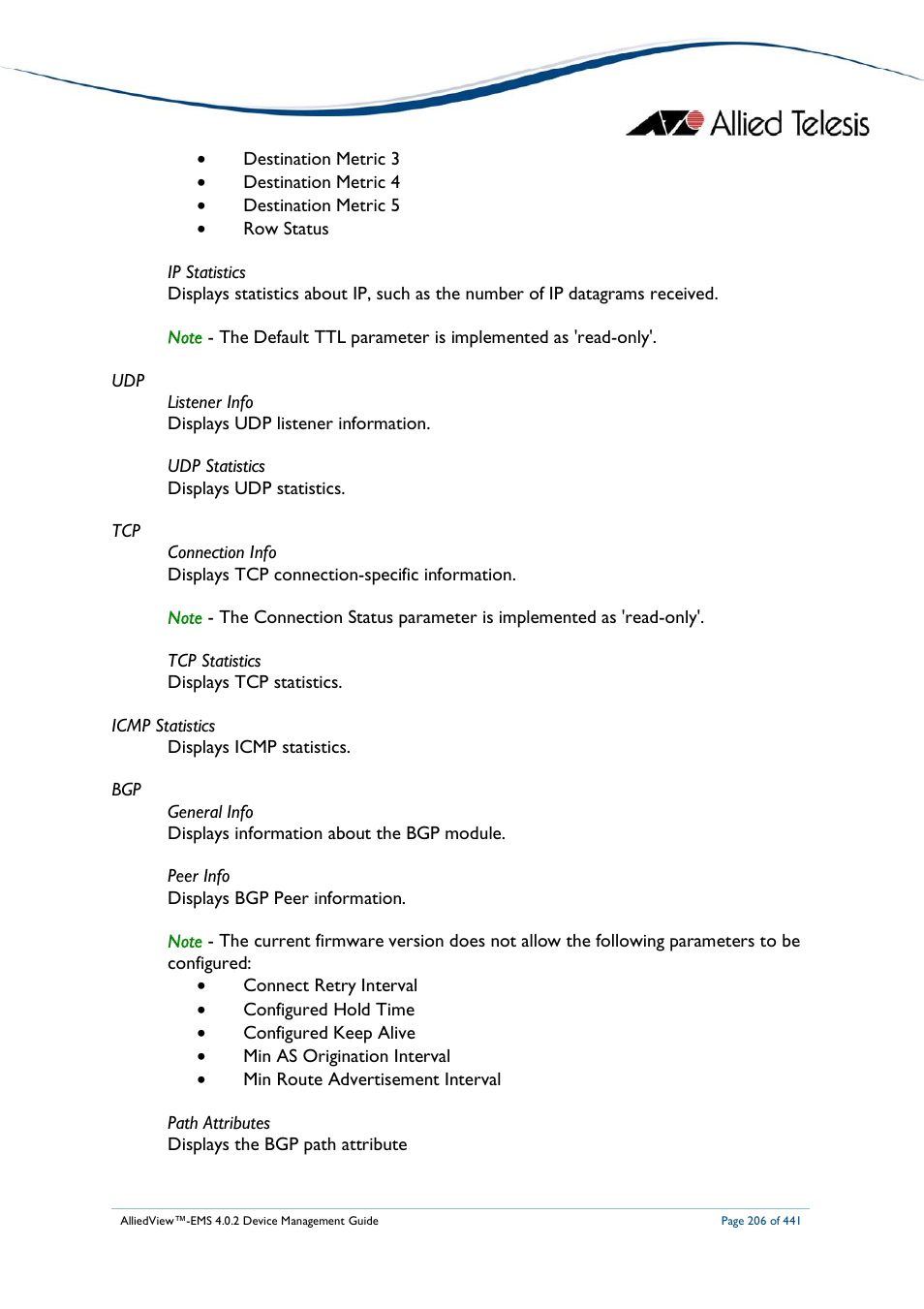 Allied Telesis AlliedView-EMS 4.0.2 Device-Manager User Manual | Page 206 / 441