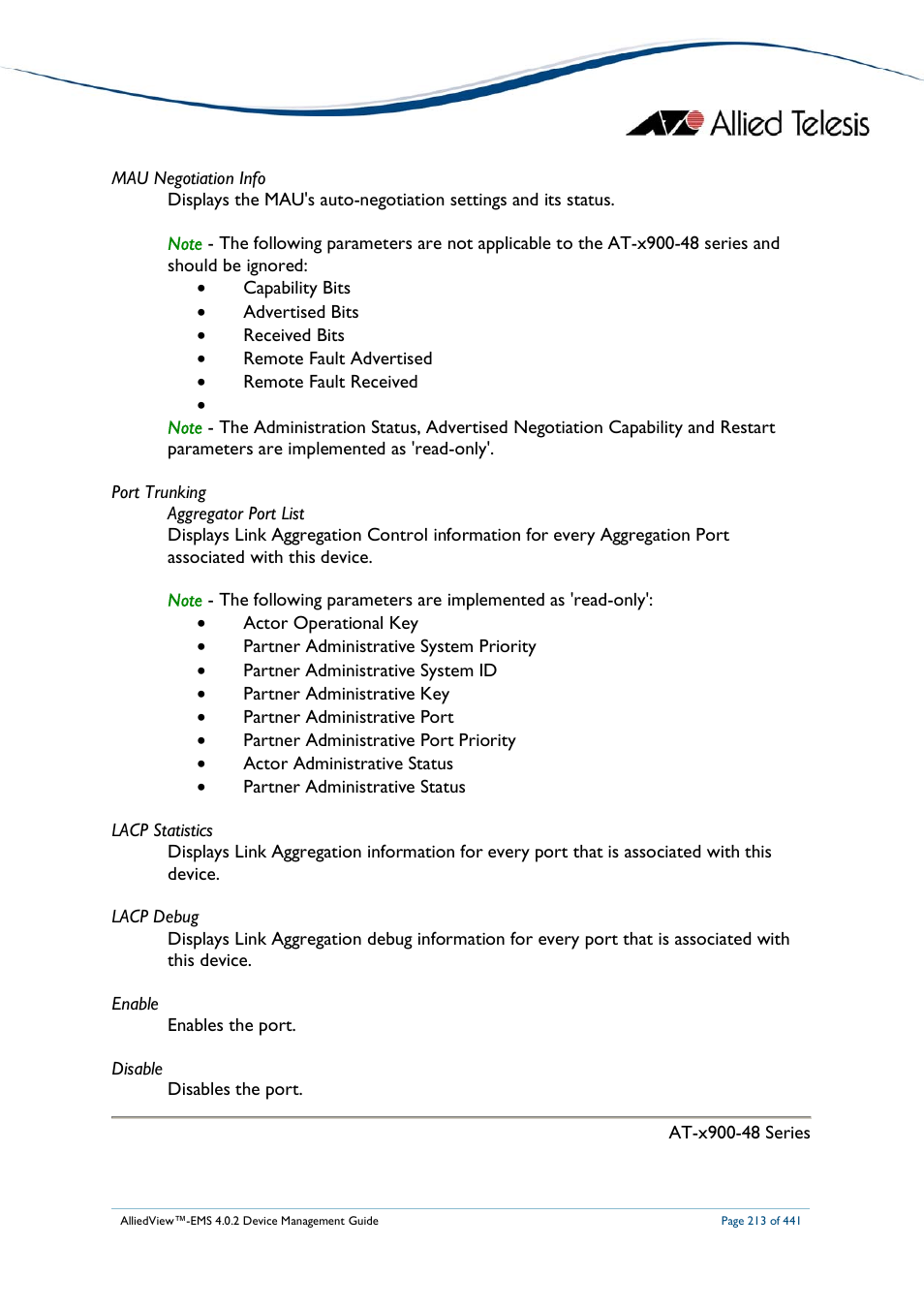Allied Telesis AlliedView-EMS 4.0.2 Device-Manager User Manual | Page 213 / 441