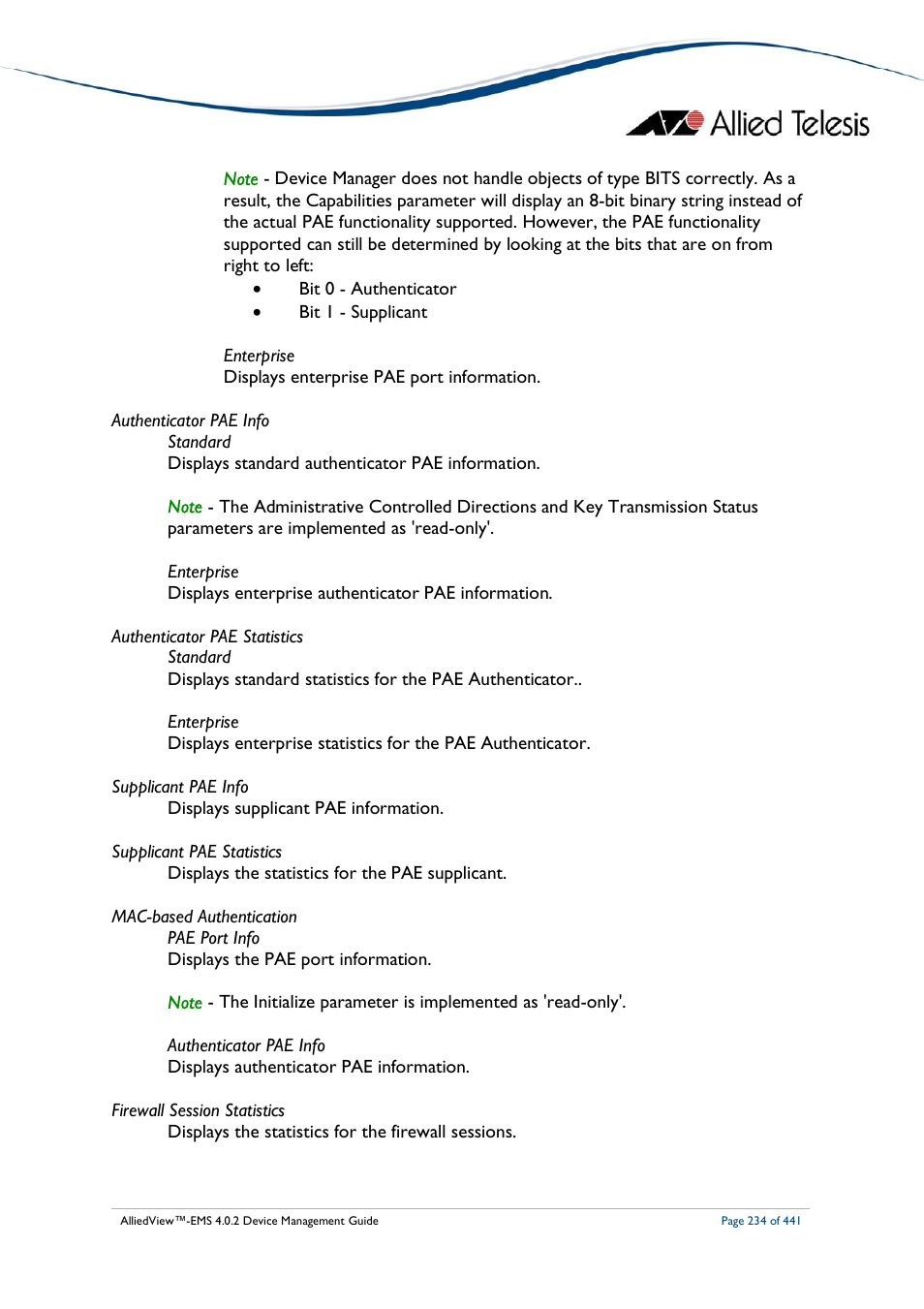 Allied Telesis AlliedView-EMS 4.0.2 Device-Manager User Manual | Page 234 / 441