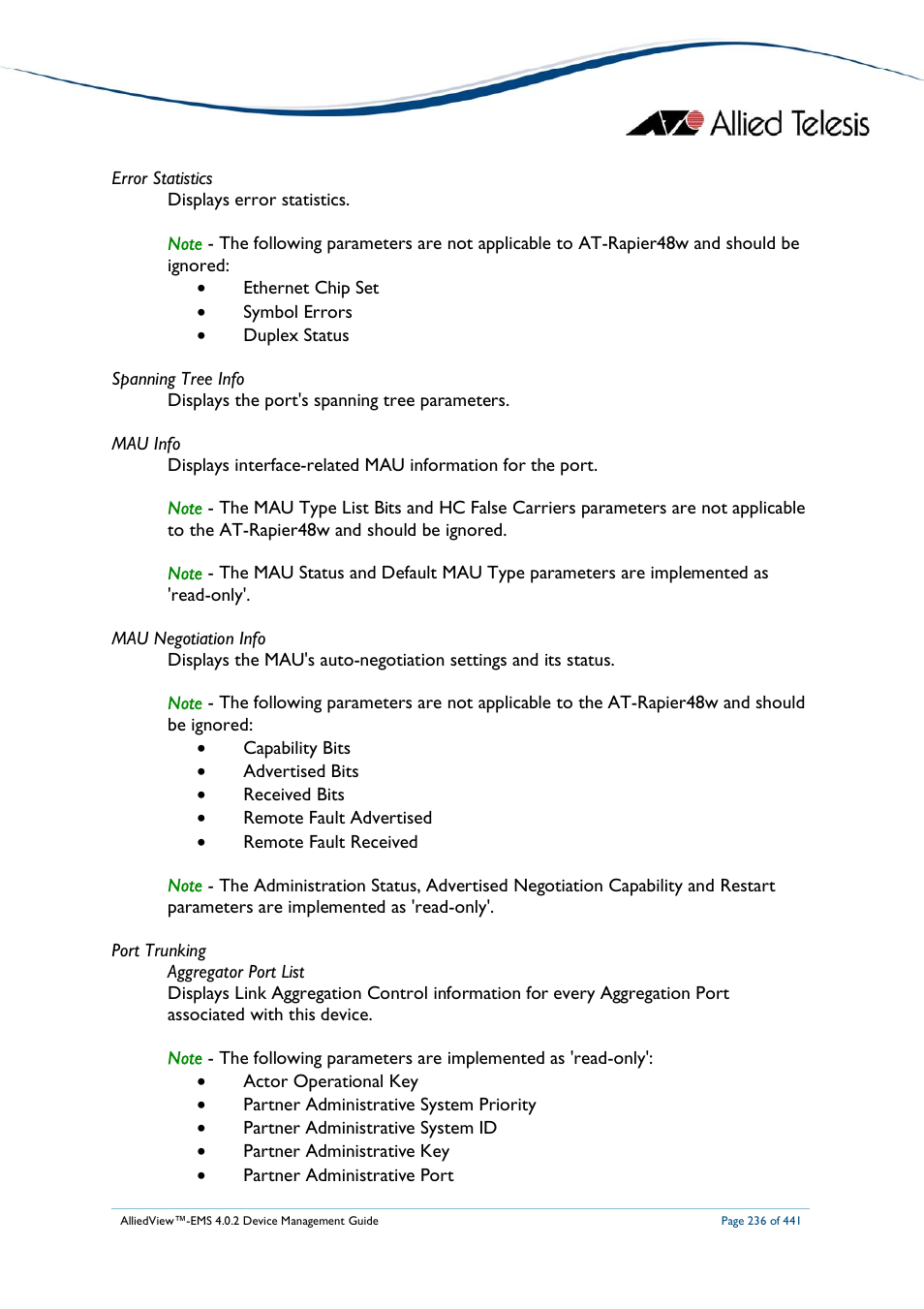 Allied Telesis AlliedView-EMS 4.0.2 Device-Manager User Manual | Page 236 / 441