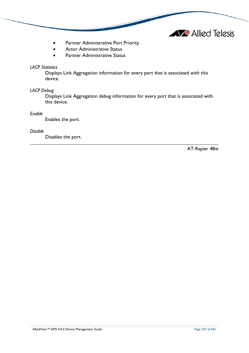 Allied Telesis AlliedView-EMS 4.0.2 Device-Manager User Manual | Page 237 / 441