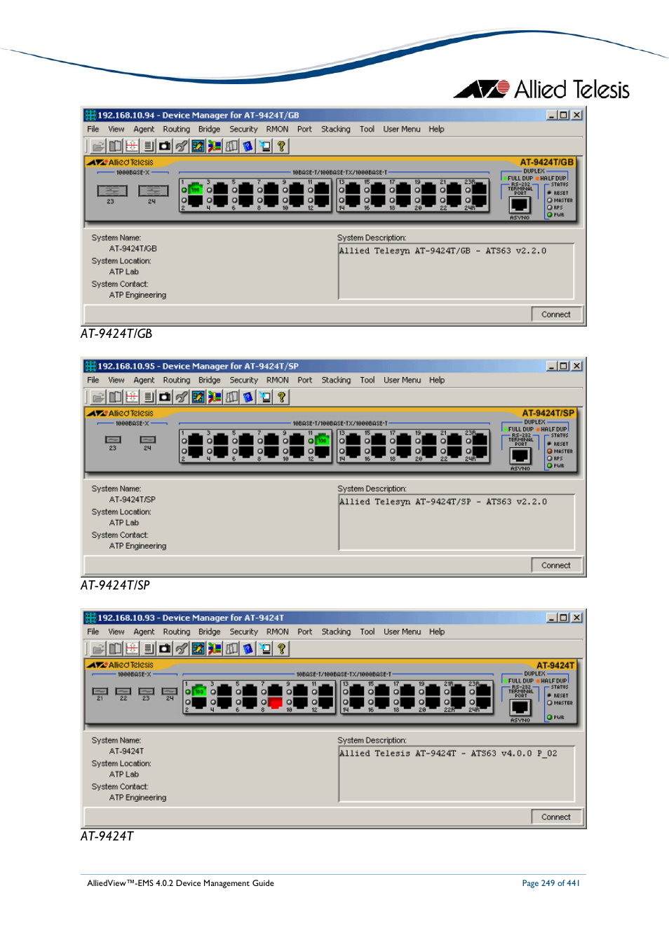 Allied Telesis AlliedView-EMS 4.0.2 Device-Manager User Manual | Page 249 / 441