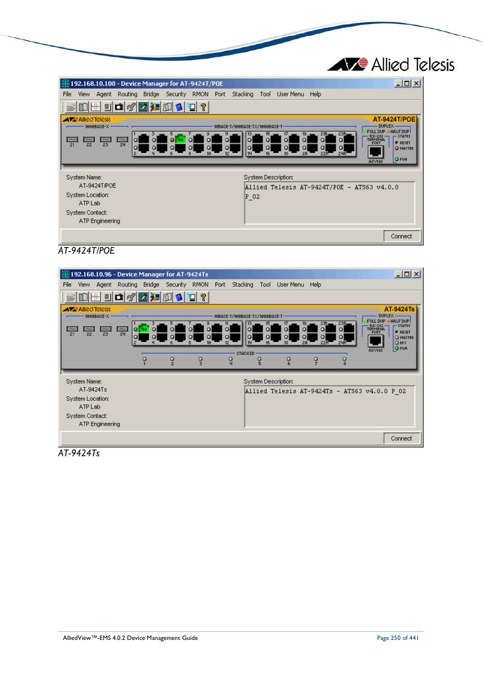 Allied Telesis AlliedView-EMS 4.0.2 Device-Manager User Manual | Page 250 / 441