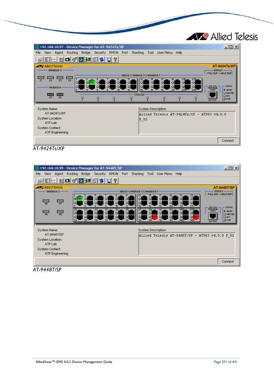 Allied Telesis AlliedView-EMS 4.0.2 Device-Manager User Manual | Page 251 / 441
