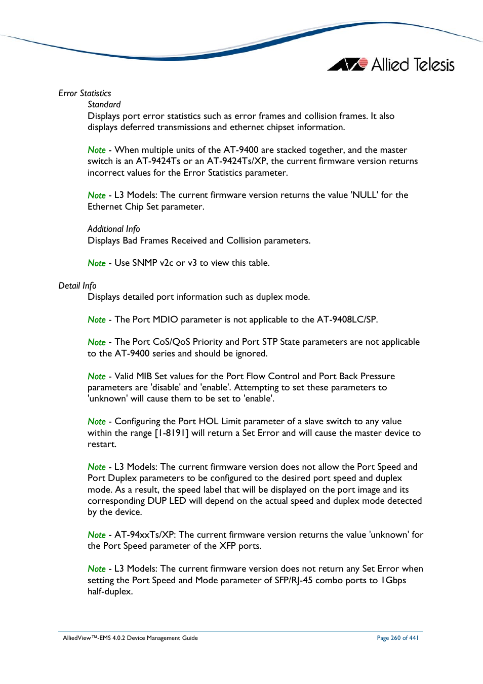 Allied Telesis AlliedView-EMS 4.0.2 Device-Manager User Manual | Page 260 / 441