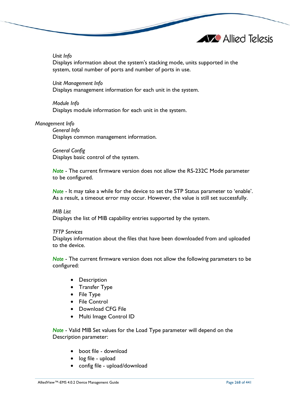 Allied Telesis AlliedView-EMS 4.0.2 Device-Manager User Manual | Page 268 / 441