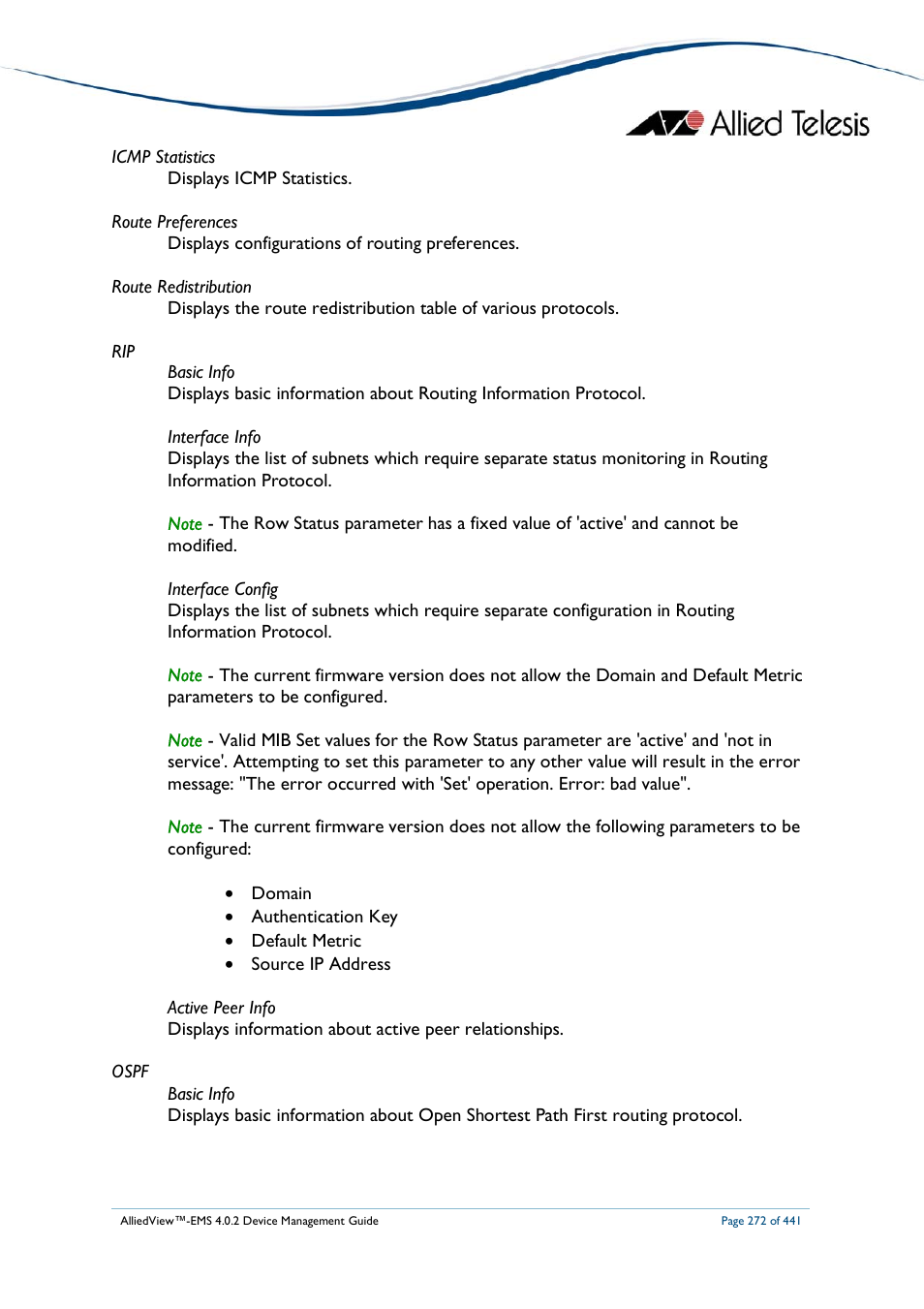 Allied Telesis AlliedView-EMS 4.0.2 Device-Manager User Manual | Page 272 / 441