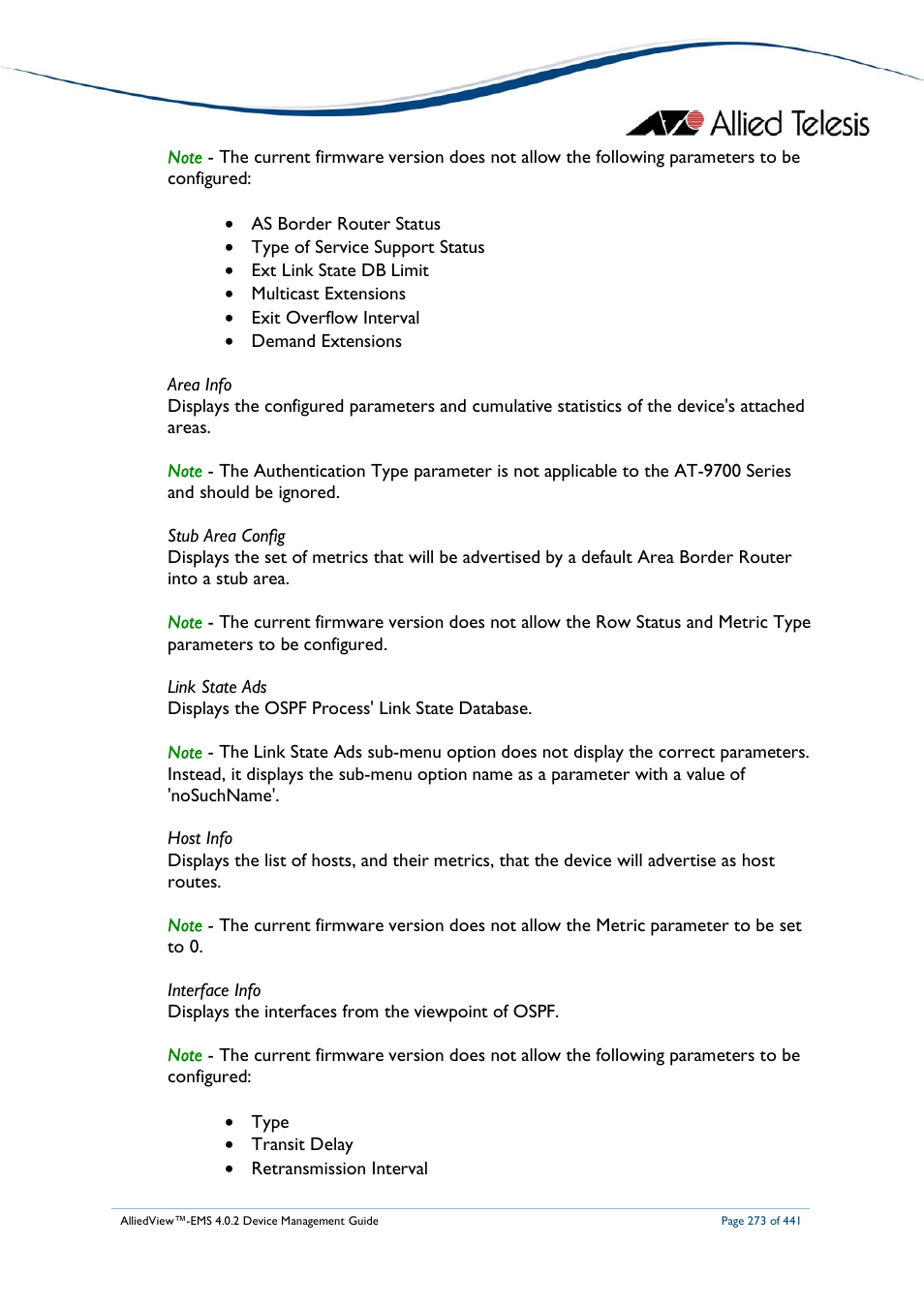 Allied Telesis AlliedView-EMS 4.0.2 Device-Manager User Manual | Page 273 / 441