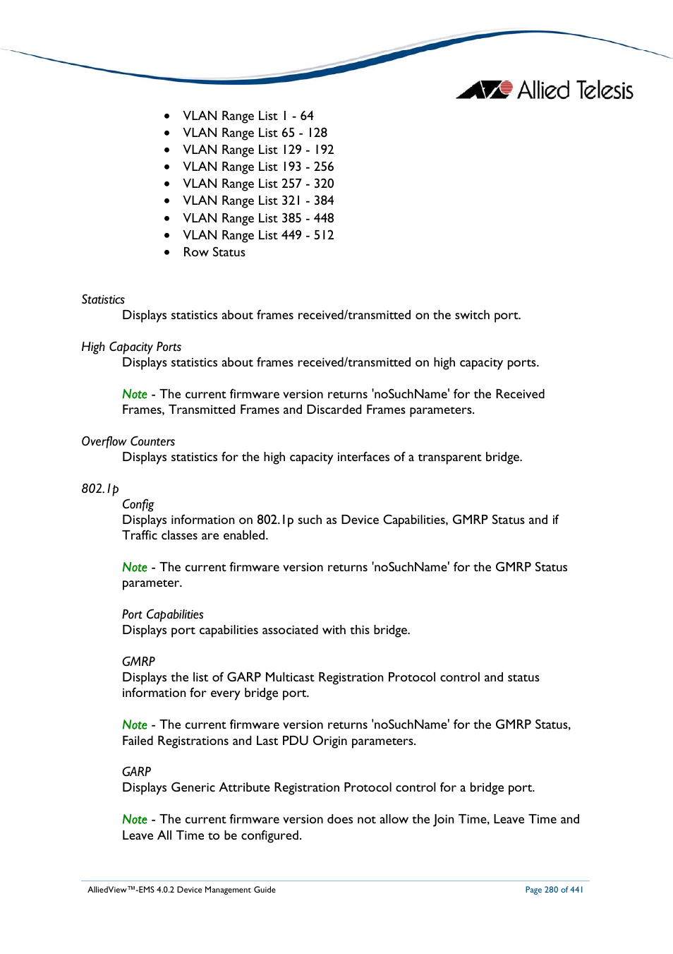 Allied Telesis AlliedView-EMS 4.0.2 Device-Manager User Manual | Page 280 / 441