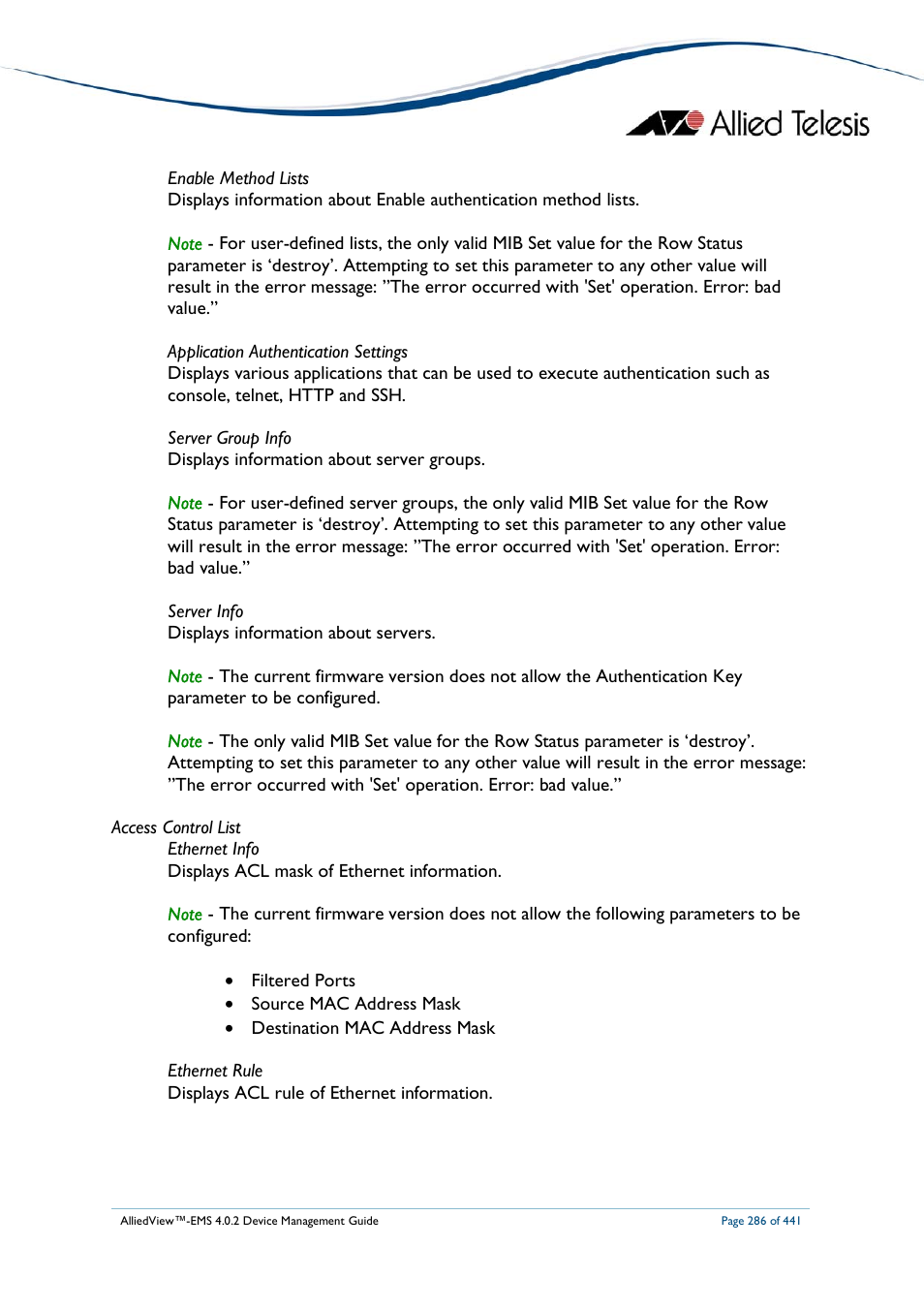 Allied Telesis AlliedView-EMS 4.0.2 Device-Manager User Manual | Page 286 / 441