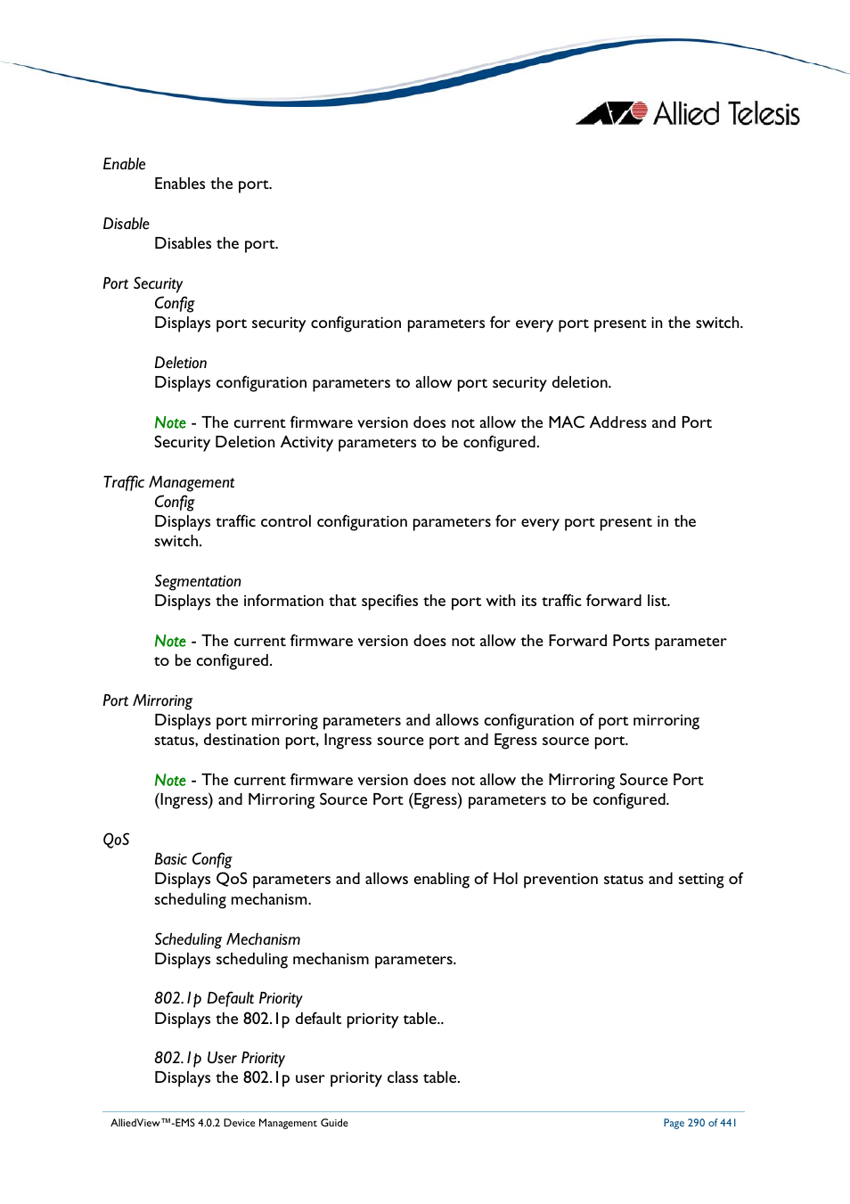 Allied Telesis AlliedView-EMS 4.0.2 Device-Manager User Manual | Page 290 / 441