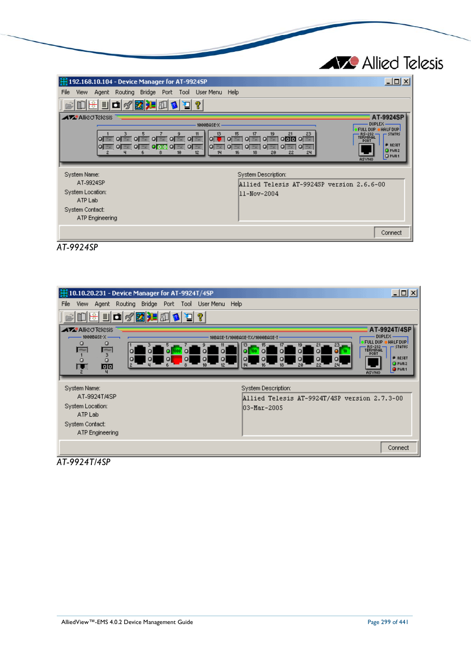 Allied Telesis AlliedView-EMS 4.0.2 Device-Manager User Manual | Page 299 / 441