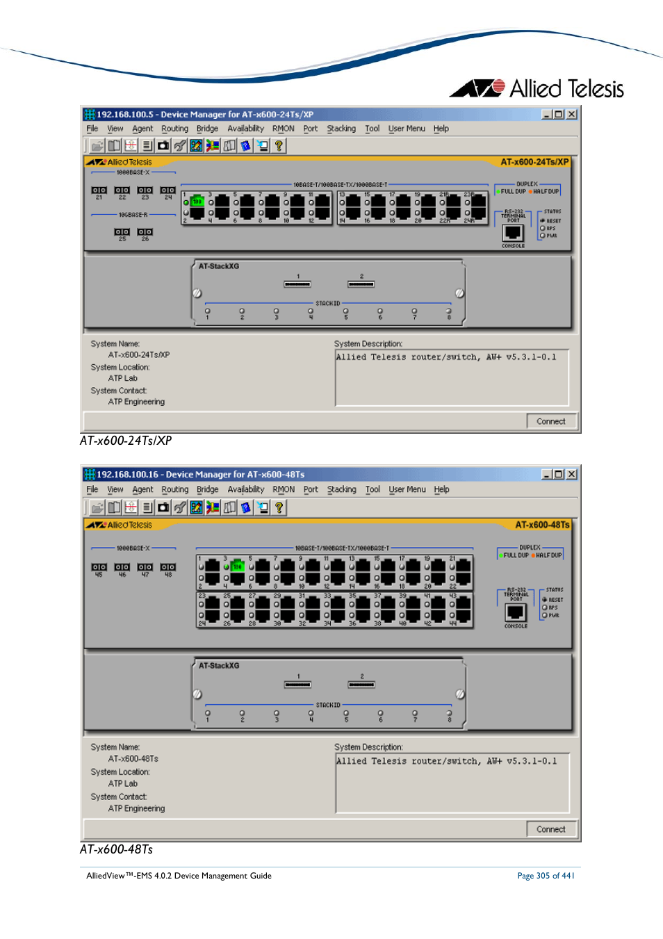 Allied Telesis AlliedView-EMS 4.0.2 Device-Manager User Manual | Page 305 / 441