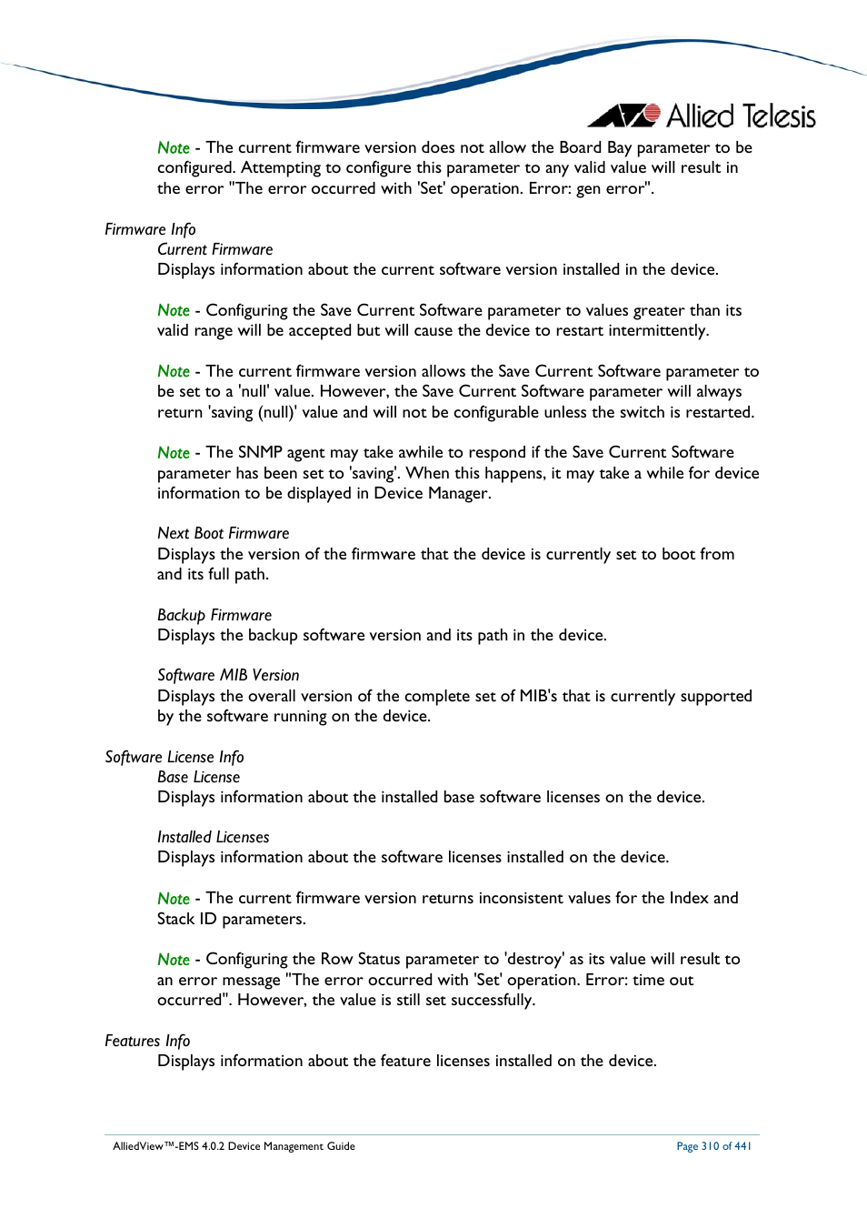 Allied Telesis AlliedView-EMS 4.0.2 Device-Manager User Manual | Page 310 / 441