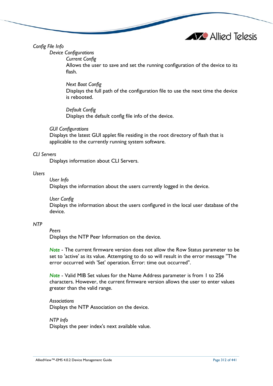 Allied Telesis AlliedView-EMS 4.0.2 Device-Manager User Manual | Page 312 / 441