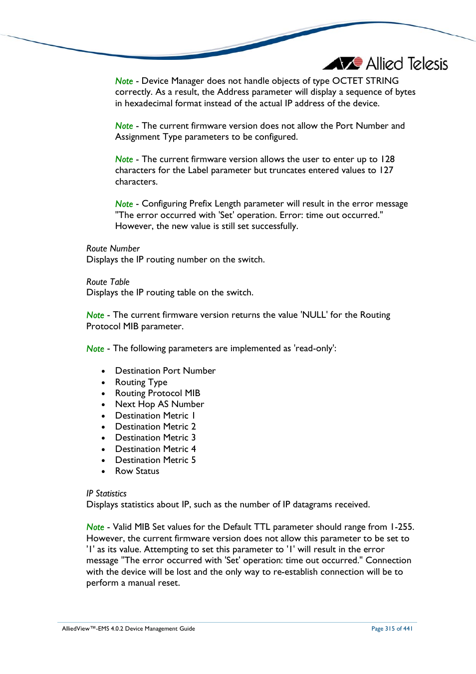 Allied Telesis AlliedView-EMS 4.0.2 Device-Manager User Manual | Page 315 / 441