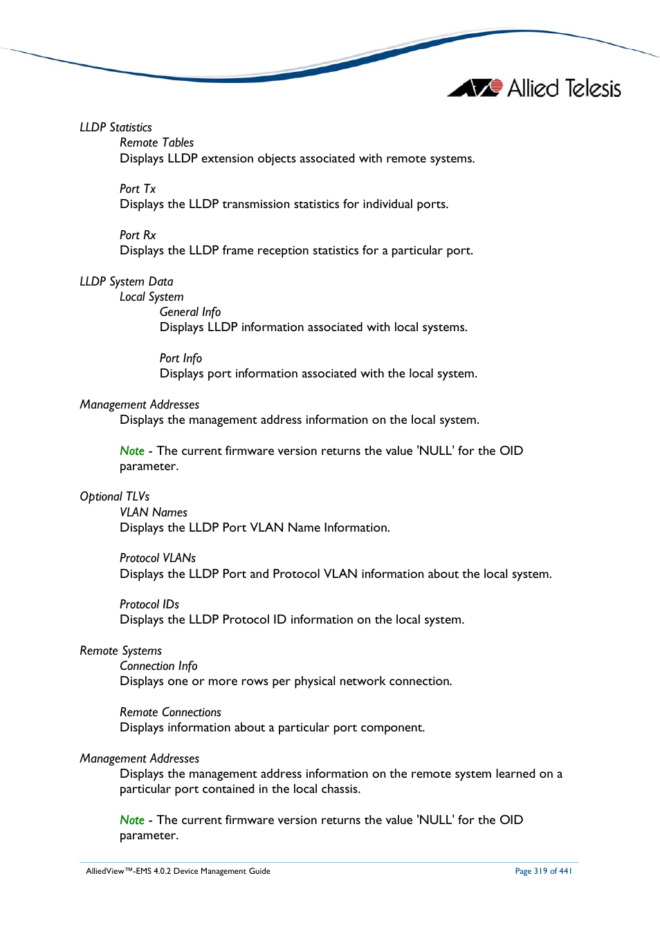 Allied Telesis AlliedView-EMS 4.0.2 Device-Manager User Manual | Page 319 / 441
