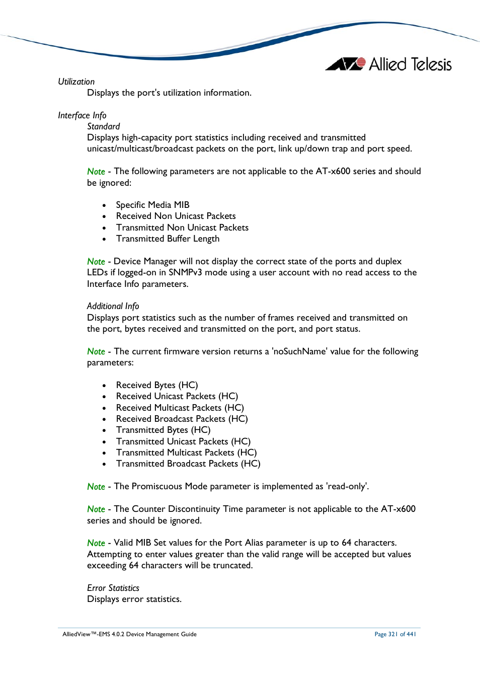 Allied Telesis AlliedView-EMS 4.0.2 Device-Manager User Manual | Page 321 / 441