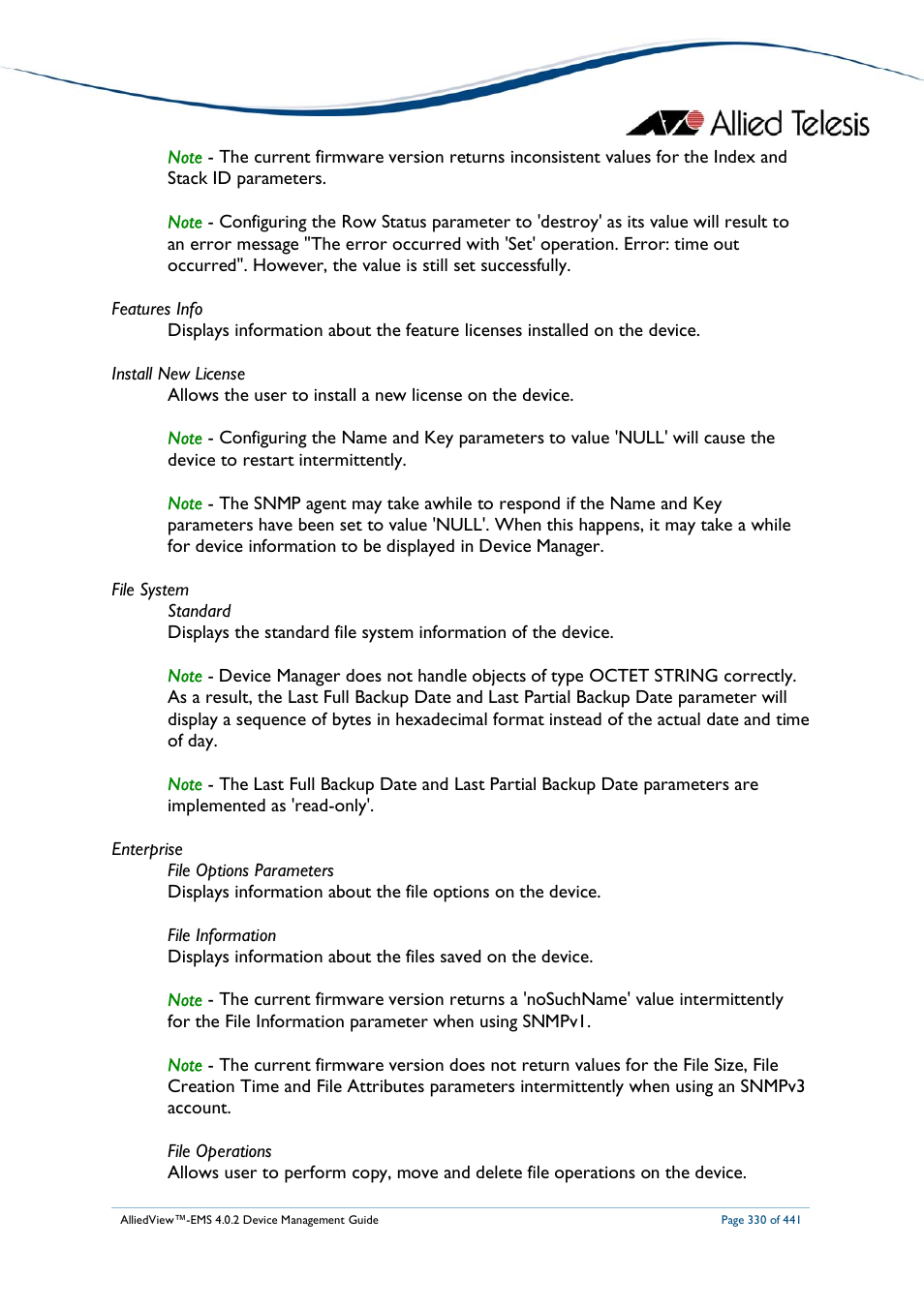Allied Telesis AlliedView-EMS 4.0.2 Device-Manager User Manual | Page 330 / 441