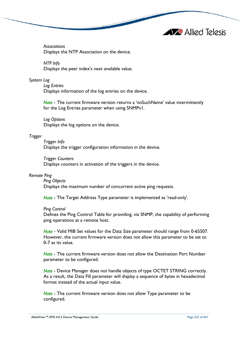 Allied Telesis AlliedView-EMS 4.0.2 Device-Manager User Manual | Page 332 / 441