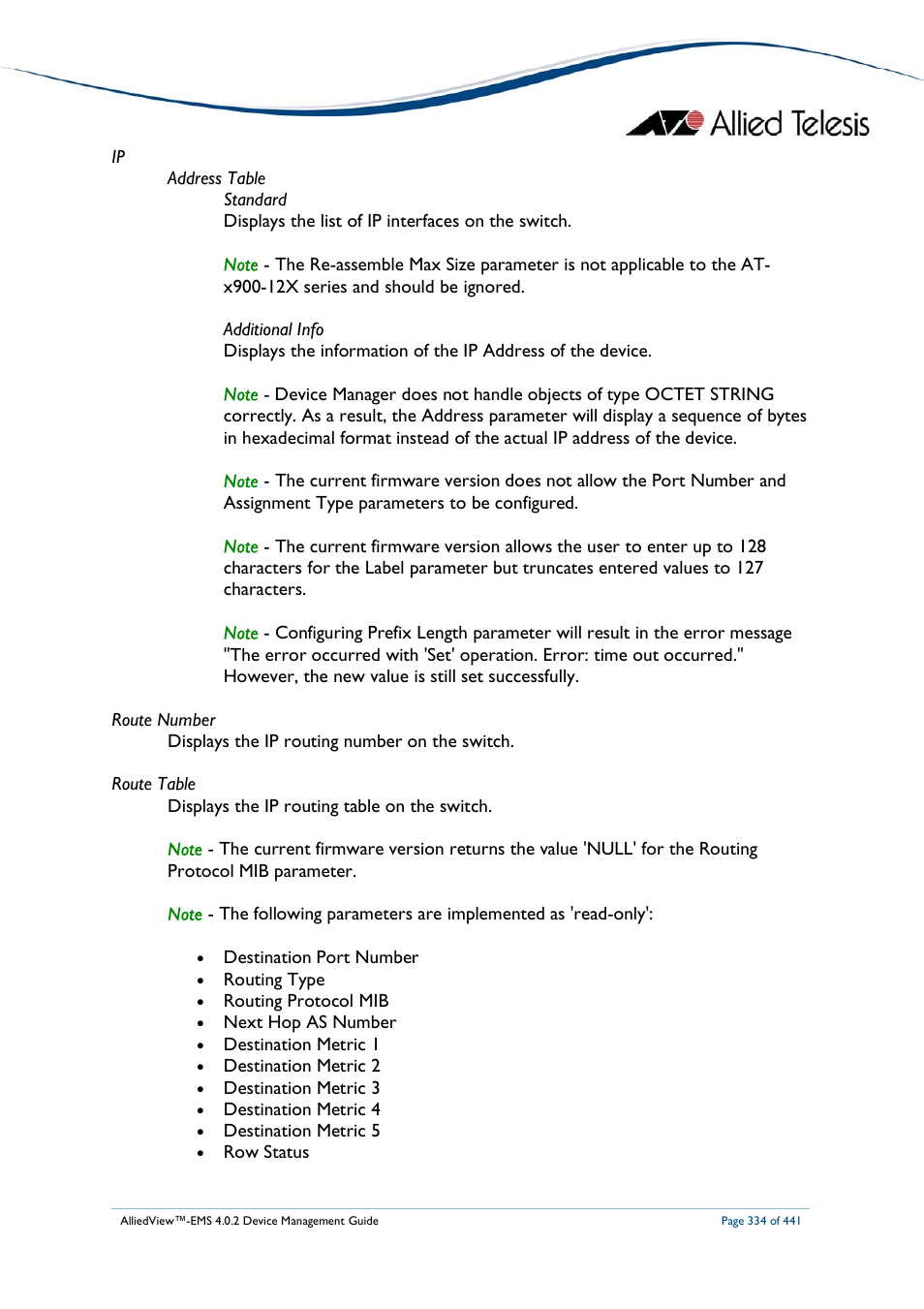 Allied Telesis AlliedView-EMS 4.0.2 Device-Manager User Manual | Page 334 / 441
