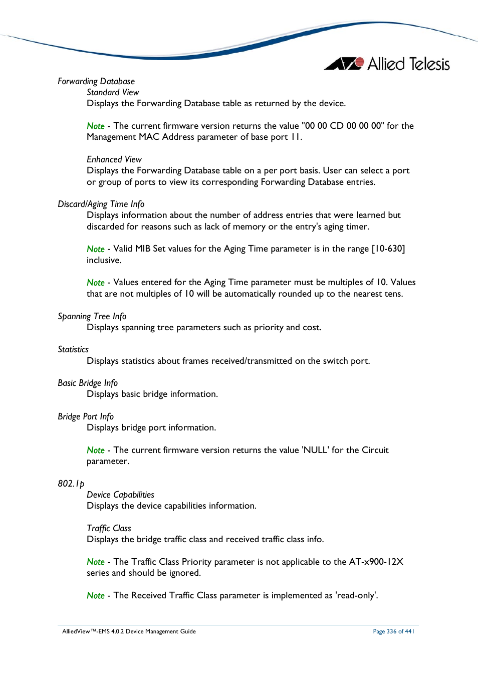 Allied Telesis AlliedView-EMS 4.0.2 Device-Manager User Manual | Page 336 / 441