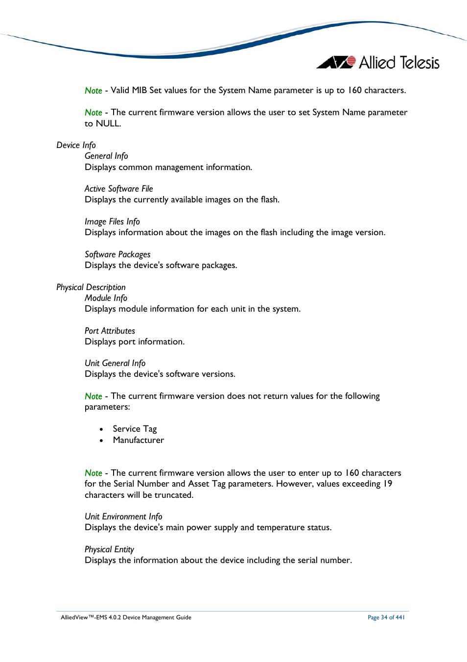 Allied Telesis AlliedView-EMS 4.0.2 Device-Manager User Manual | Page 34 / 441