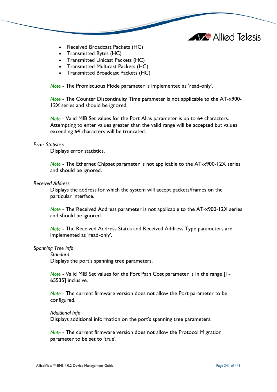 Allied Telesis AlliedView-EMS 4.0.2 Device-Manager User Manual | Page 341 / 441