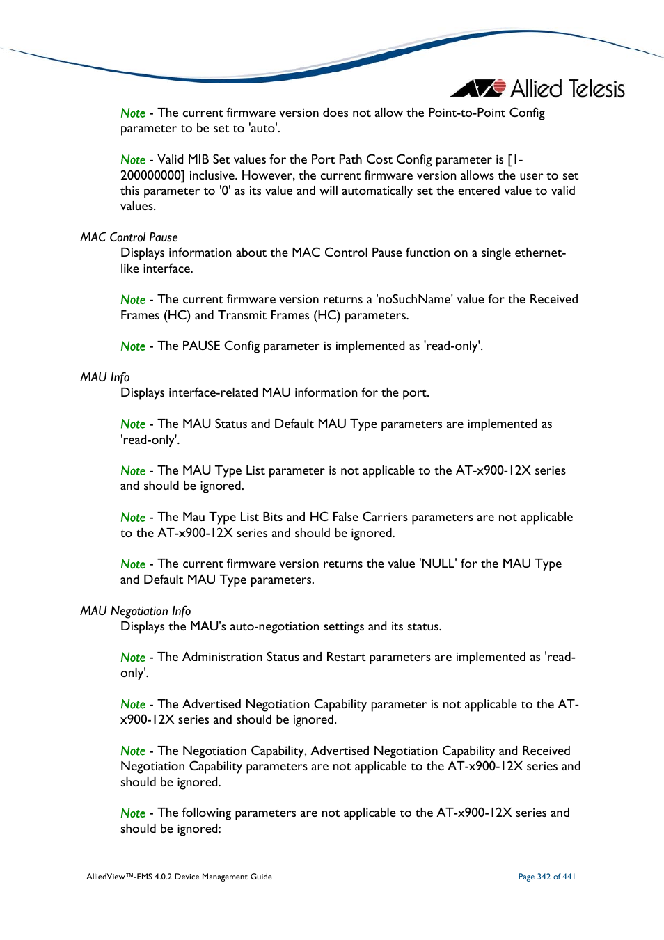 Allied Telesis AlliedView-EMS 4.0.2 Device-Manager User Manual | Page 342 / 441
