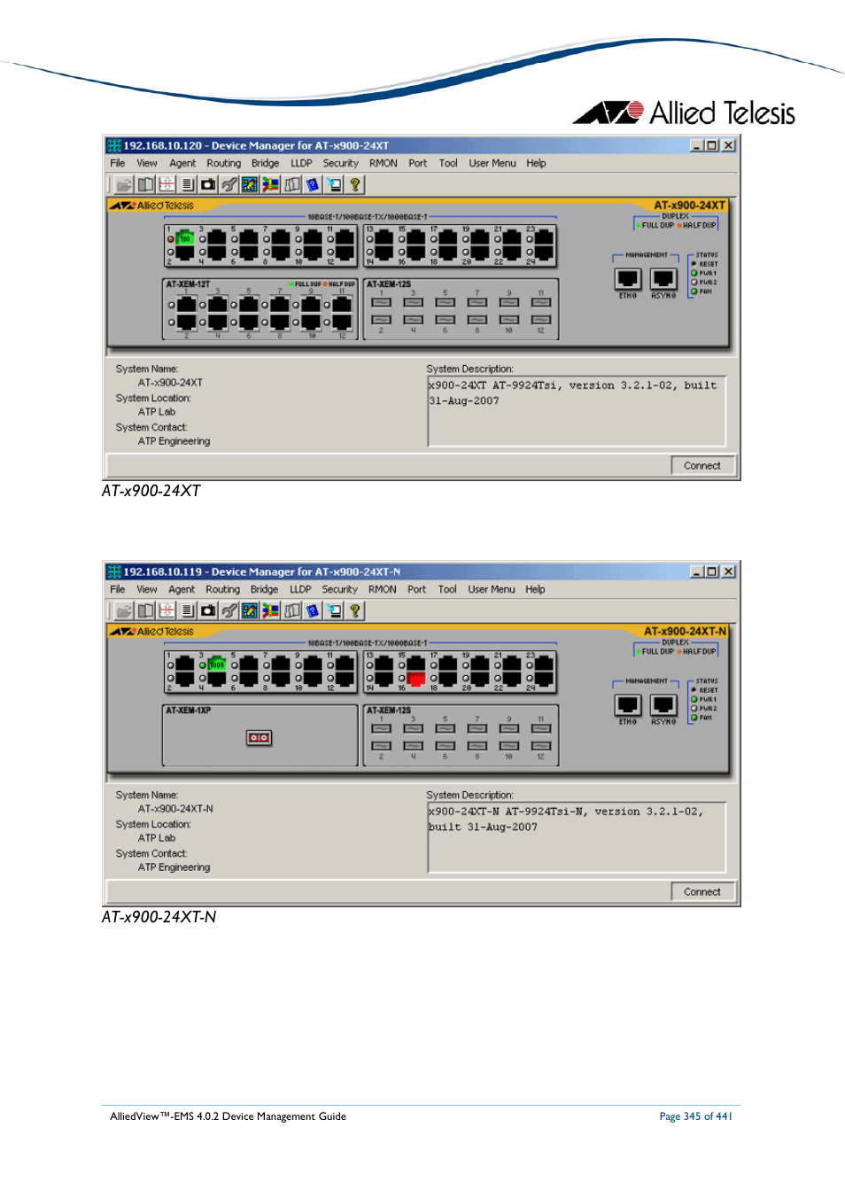 Allied Telesis AlliedView-EMS 4.0.2 Device-Manager User Manual | Page 345 / 441