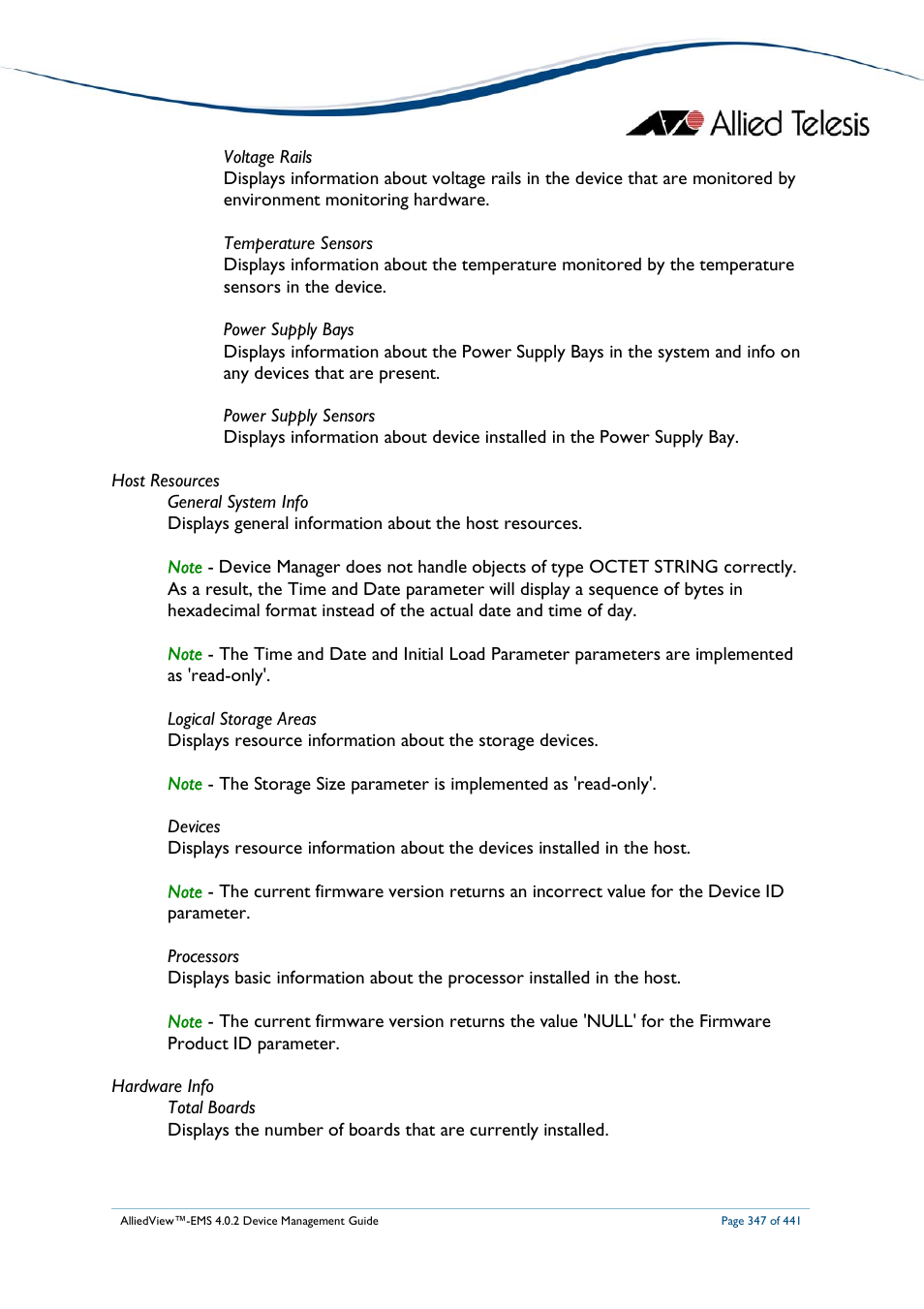 Allied Telesis AlliedView-EMS 4.0.2 Device-Manager User Manual | Page 347 / 441