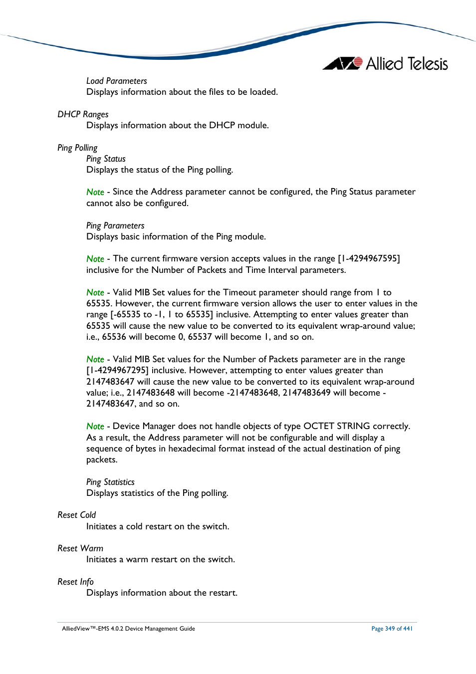 Allied Telesis AlliedView-EMS 4.0.2 Device-Manager User Manual | Page 349 / 441