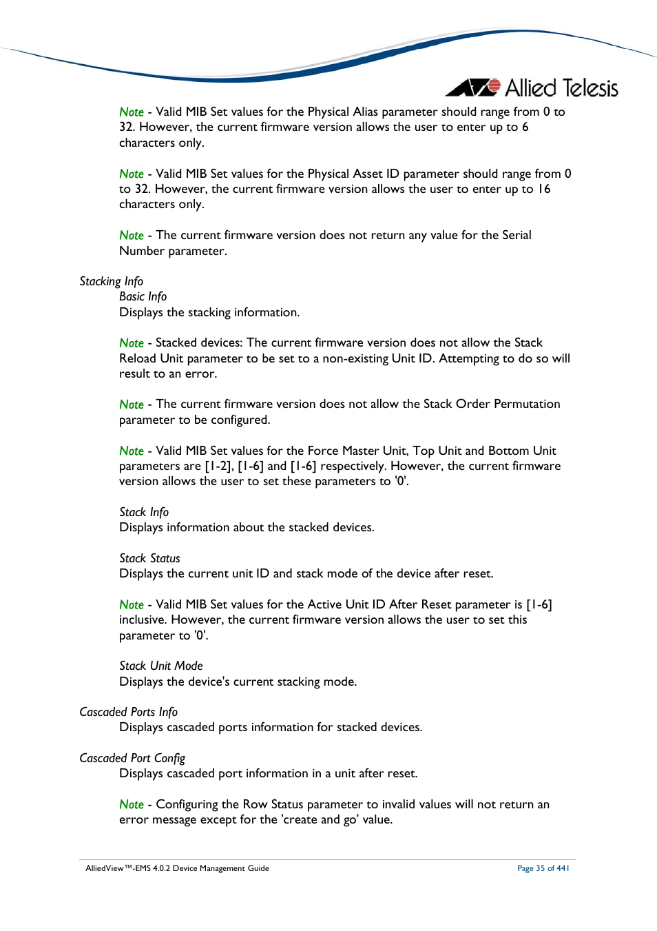 Allied Telesis AlliedView-EMS 4.0.2 Device-Manager User Manual | Page 35 / 441