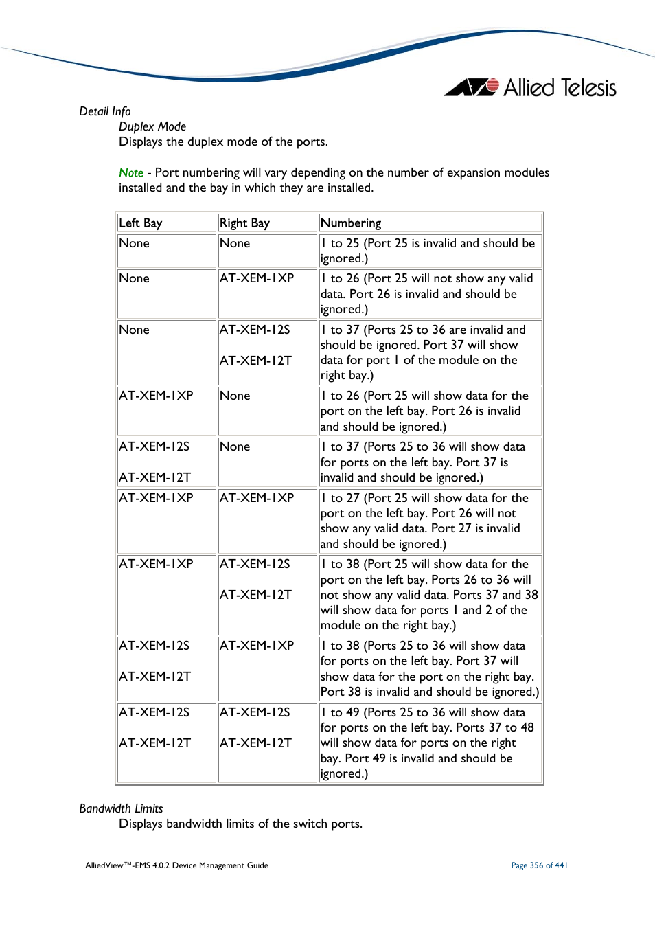 Allied Telesis AlliedView-EMS 4.0.2 Device-Manager User Manual | Page 356 / 441