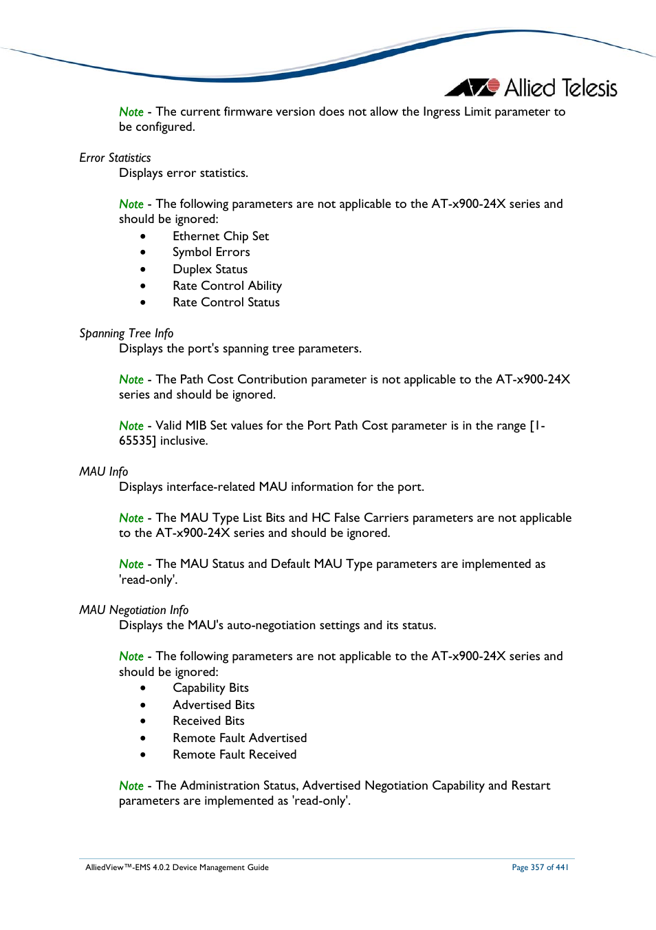 Allied Telesis AlliedView-EMS 4.0.2 Device-Manager User Manual | Page 357 / 441