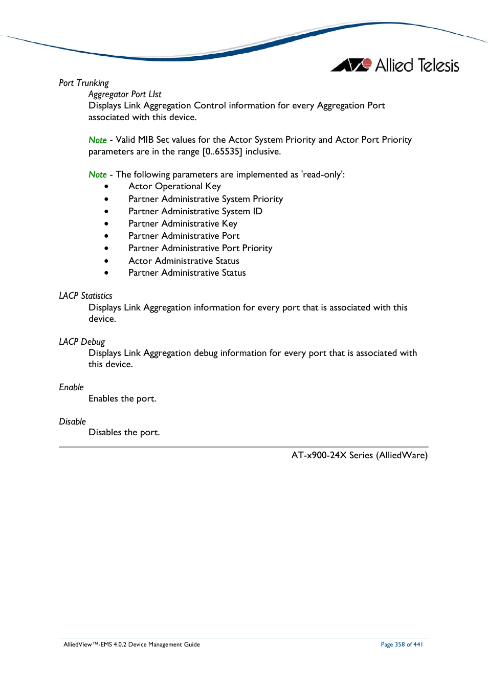 Allied Telesis AlliedView-EMS 4.0.2 Device-Manager User Manual | Page 358 / 441