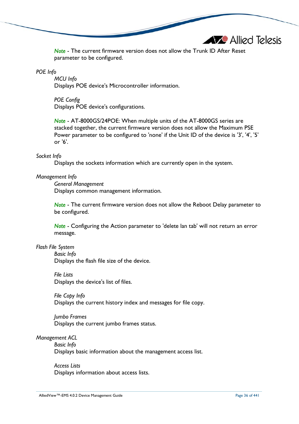 Allied Telesis AlliedView-EMS 4.0.2 Device-Manager User Manual | Page 36 / 441