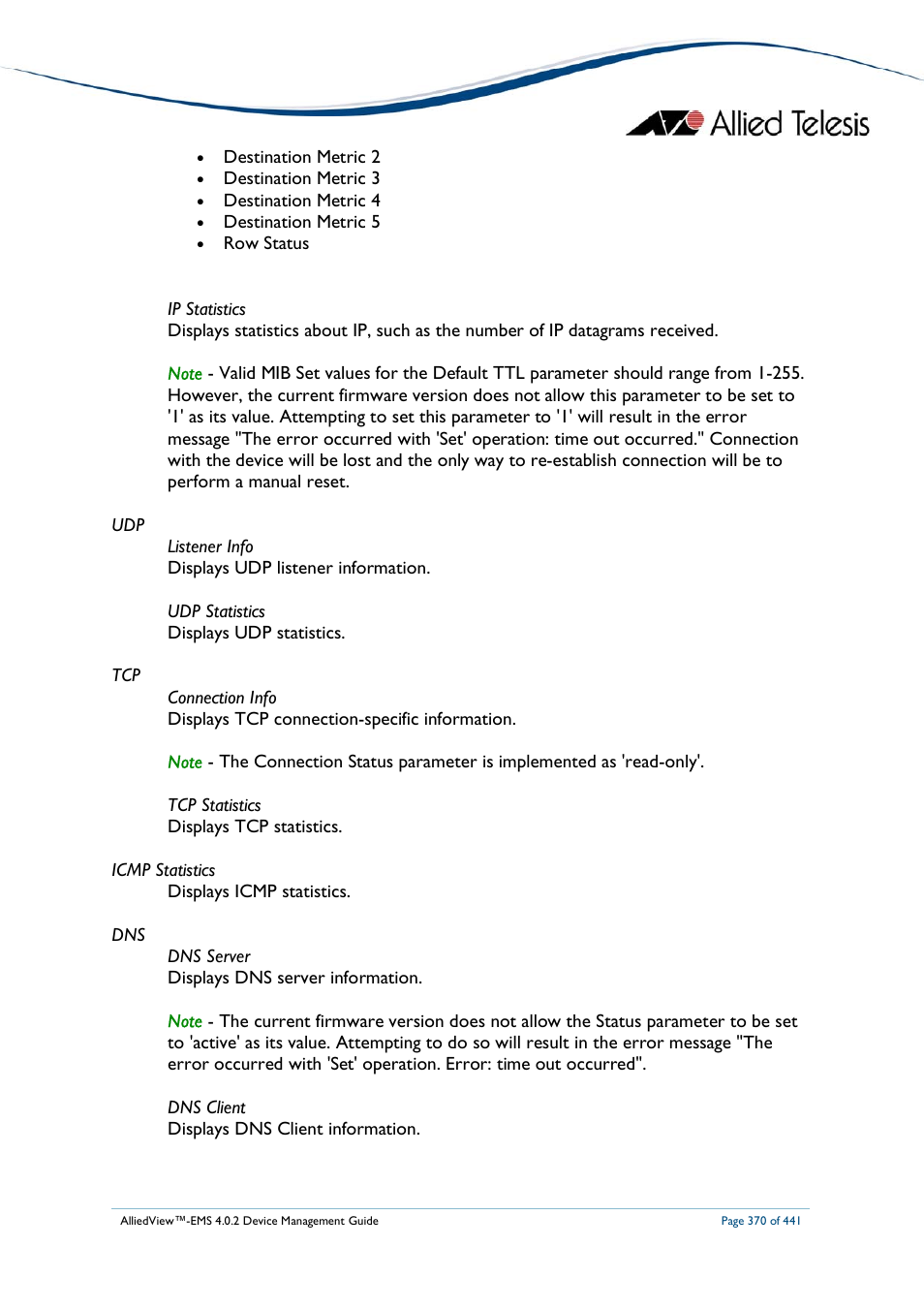 Allied Telesis AlliedView-EMS 4.0.2 Device-Manager User Manual | Page 370 / 441