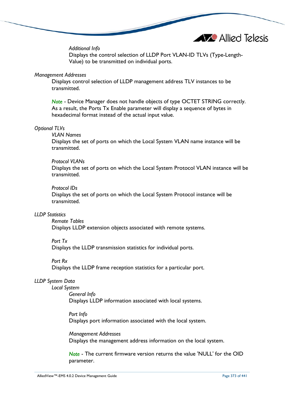 Allied Telesis AlliedView-EMS 4.0.2 Device-Manager User Manual | Page 373 / 441